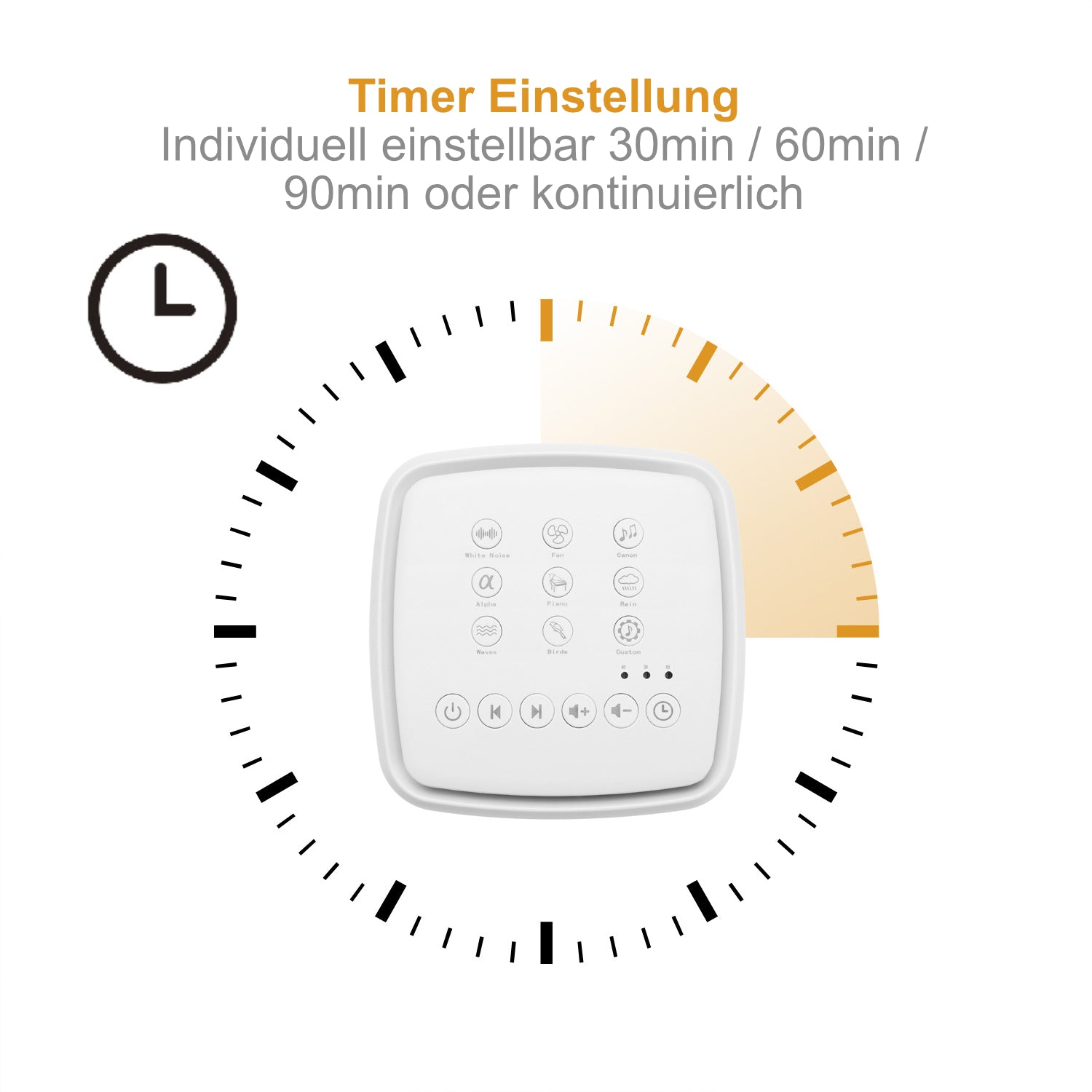 Serivana White Noise Machine individuelle Timer Einstellung für die eigenen Bedürfnisse abgestimmt